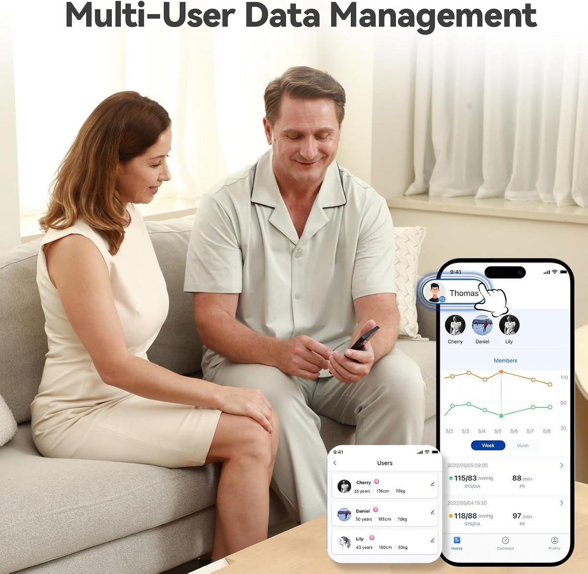 Checkme Monitor de presión arterial recargable, máquina automática de presión arterial superior del brazo, números claros grandes, modo de 2 usuarios, 2 x 199 recuerdos, puño grande, almacenamiento ilimitado en la nube a través de la aplicación Bluetooth