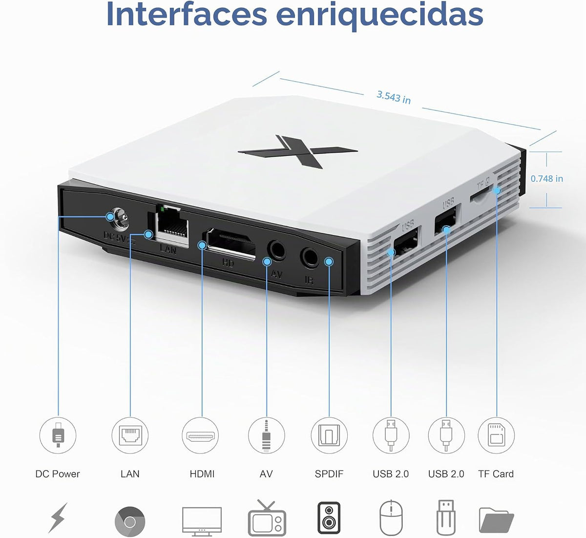 Android TV Box 4GB RAM 32GB ROM, 4K Ultra HD HDR Quad Core Set Top Box, Dual Band 2.4G 5G WiFi Bluetooth 5.0, Plug & Play Smart TV Box para TV antiguo no inteligente