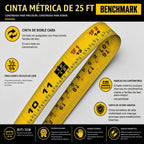 Paquete de 3 – Cinta mide 25 pies / 24.6 ft – Hoja de doble cara con fracciones de fácil lectura a 1/8 de pulgada más centímetros en la parte posterior – Punta magnética – Bloqueo de pulgar – Clip