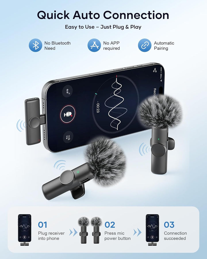 Micrófono inalámbrico para iPhone, iPad y teléfono Android, paquete...