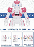 KingsDragon - Robot RC, juguetes para niños con gestos y detección, robot inteligente a control remoto para niños de 3 a 7 años, regalo de cumpleaños, rosa