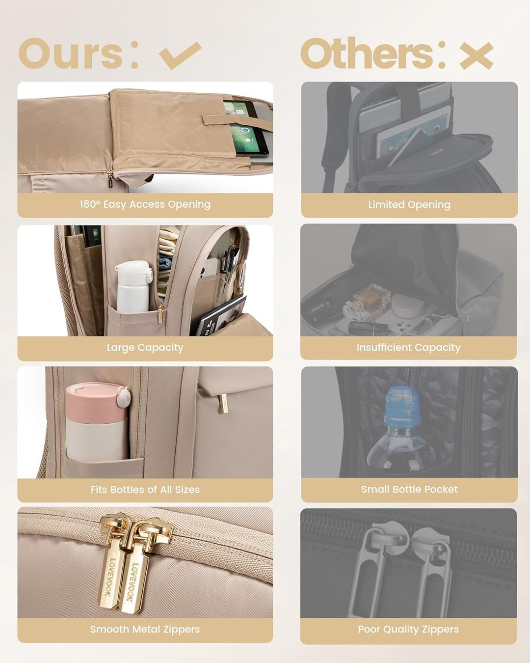 LOVEVOOK - Mochila para computadora portátil para mujer, bolso moch...