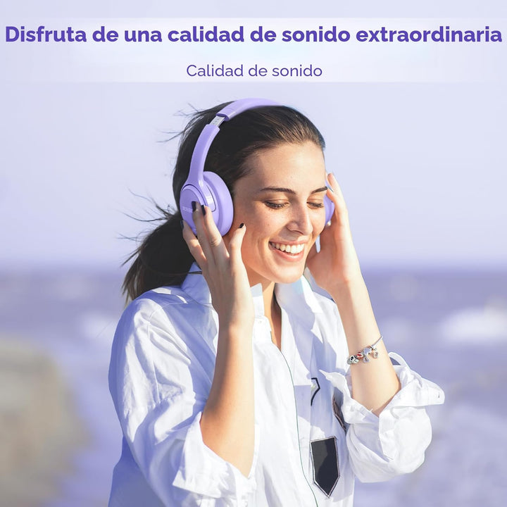 BERIBES Auriculares Bluetooth sobre la oreja, tiempo de reproducció...