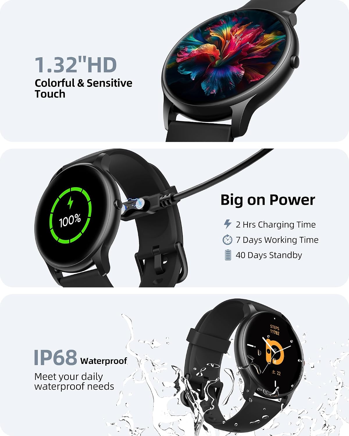 Parsonver Reloj inteligente para hombres y mujeres (respuesta/hacer