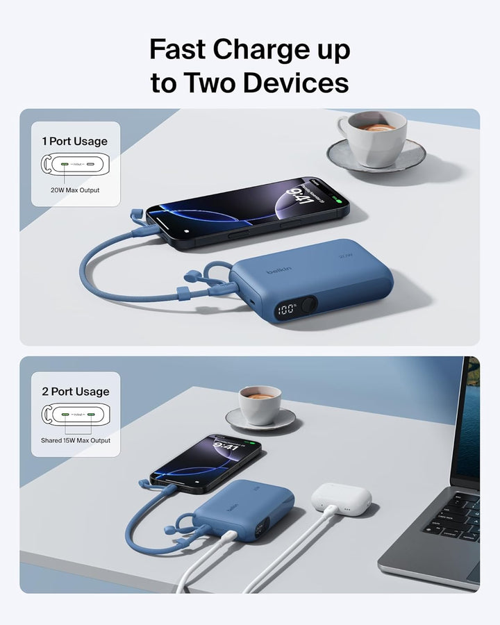 Belkin - Cargador portátil, batería de potencia USB-C delgada de 10...