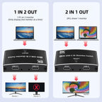 Interruptor USB C de 40 Gbps para 2 computadoras, Conmutador USBC,2 cables