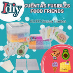Fuse Beads - Kit de 10.000 cuentas, alimentos divertidos, incluye 22 colores, 4 tablas de clavijas, pinzas, papel de planchar y 12 plantillas de diseño, proyecto de manualidades de bricolaje para
