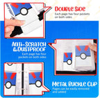 Carpeta para tarjetas de 4 bolsillos, porta tarjetas coleccionables que cabe 400 tarjetas con 50 fundas extraíbles, álbum portátil para colección de cartas, estuche para cartas de juego con cremallera