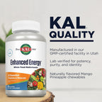 KAL Suplementos energéticos mejorados, multivitamínico, Mango piña, 60 unidades (1 paquete)