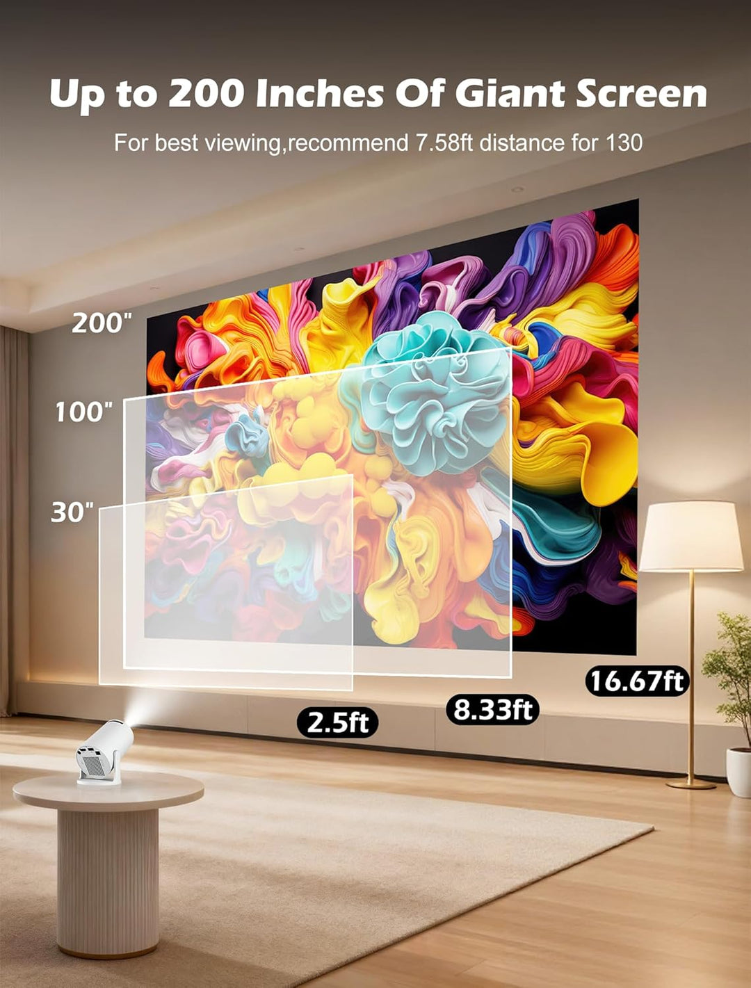 WellSonic Mini proyector compatible con 4K 200 Ansi para