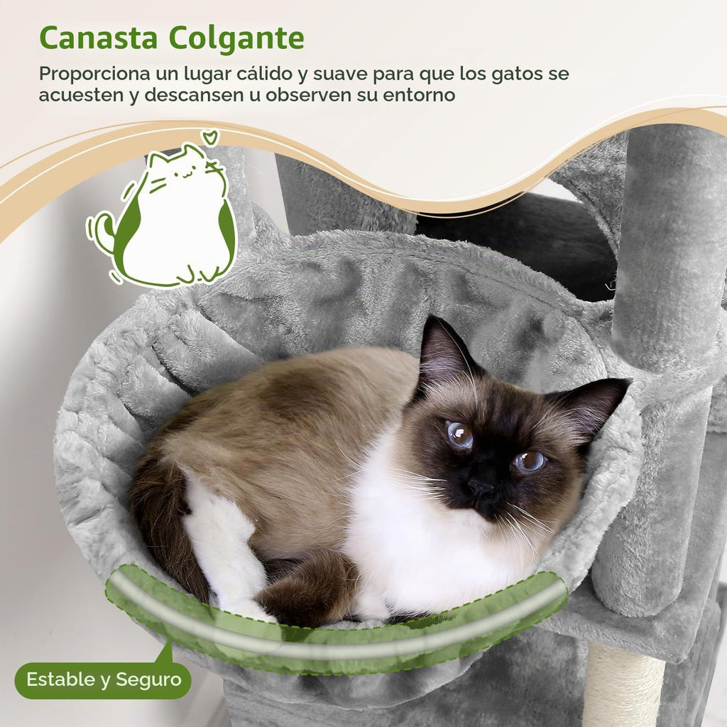 Globlazer Torre de árbol para gatos, muebles para gatos de varios niveles extra altos de 76 pulgadas con cómodos condominios, hamaca y perchas para gatos adultos, perfecto para escalar, rascar y jugar