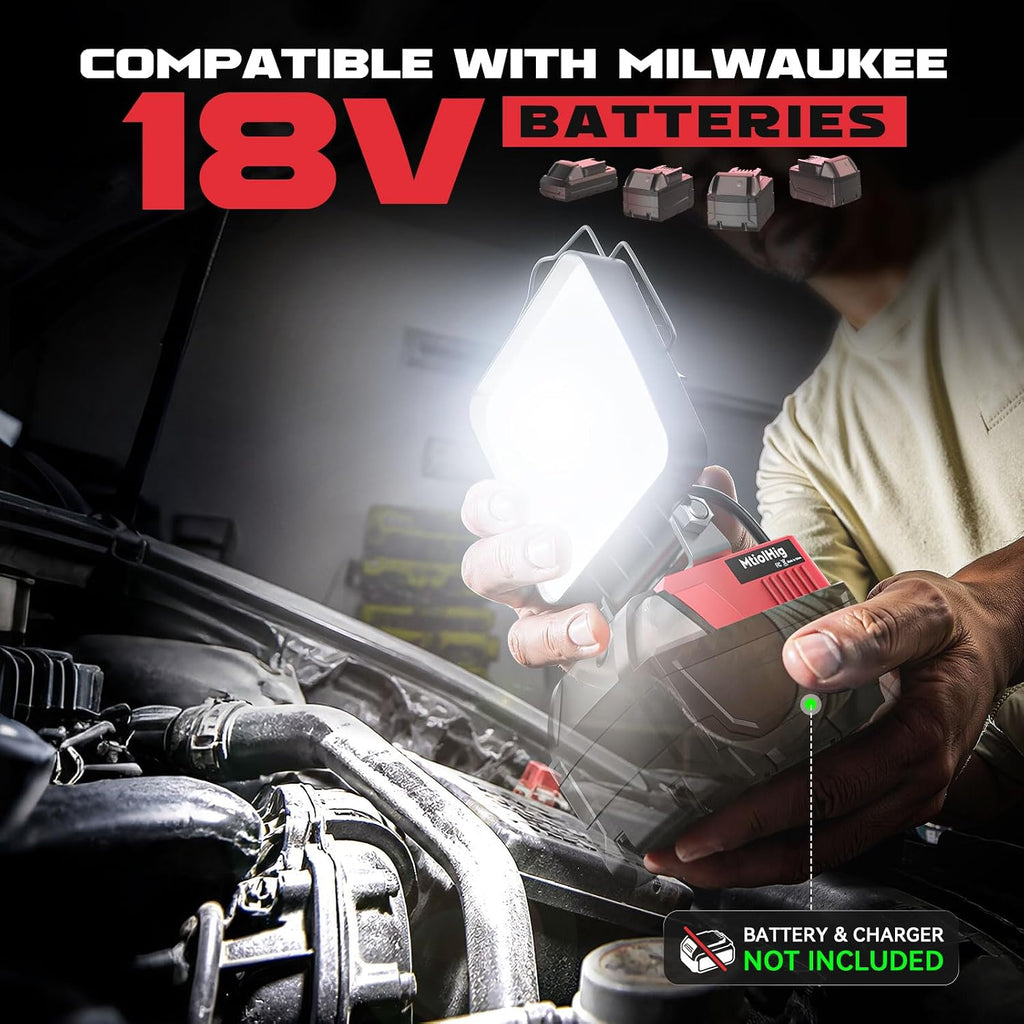 2 luces de trabajo LED inalámbricas compatibles con batería Milwaukee de 18