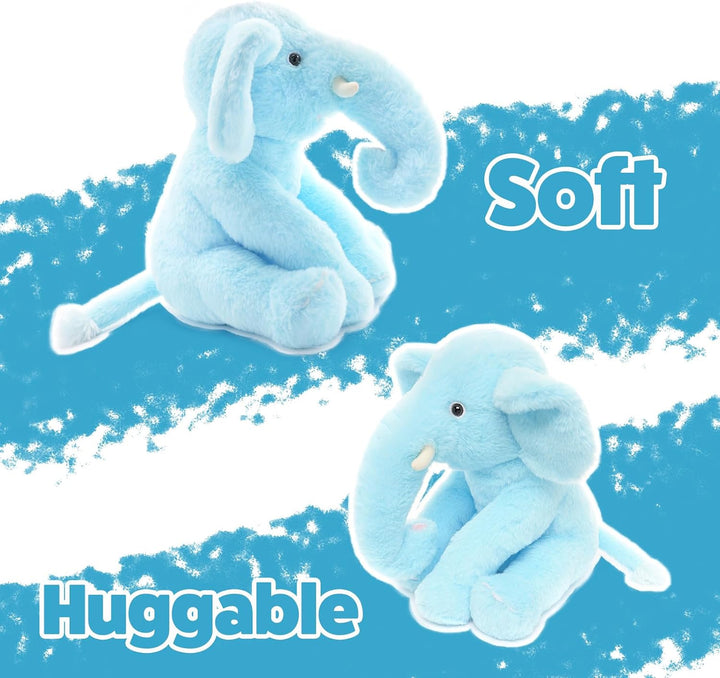 WEIGEDU Elefante de peluche azul de 13" - Juguete de felpa para...