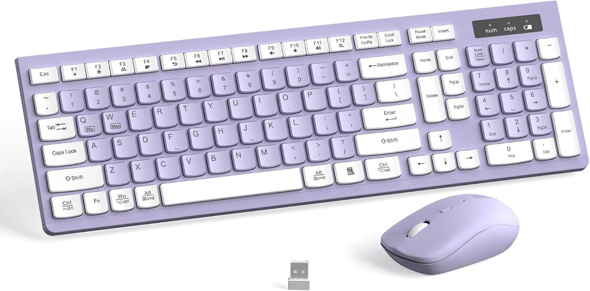 Combo de teclado y mouse inalámbricos, teclado inalámbrico de tamañ...