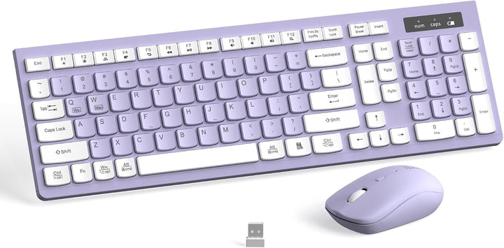 Combo de teclado y mouse inalámbricos, teclado inalámbrico de tamañ...