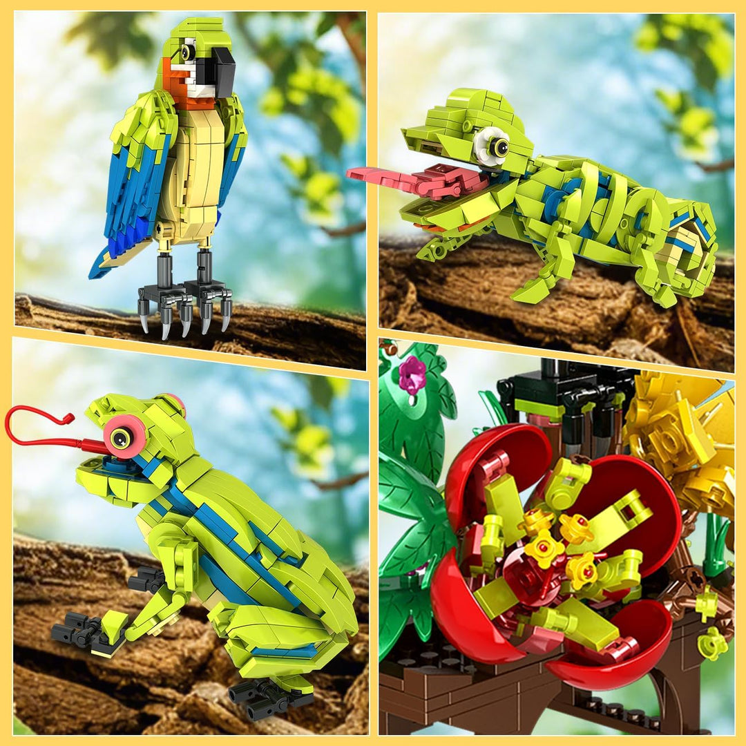 HOGOKIDS Juego de construcción de rana lagarto y loro de