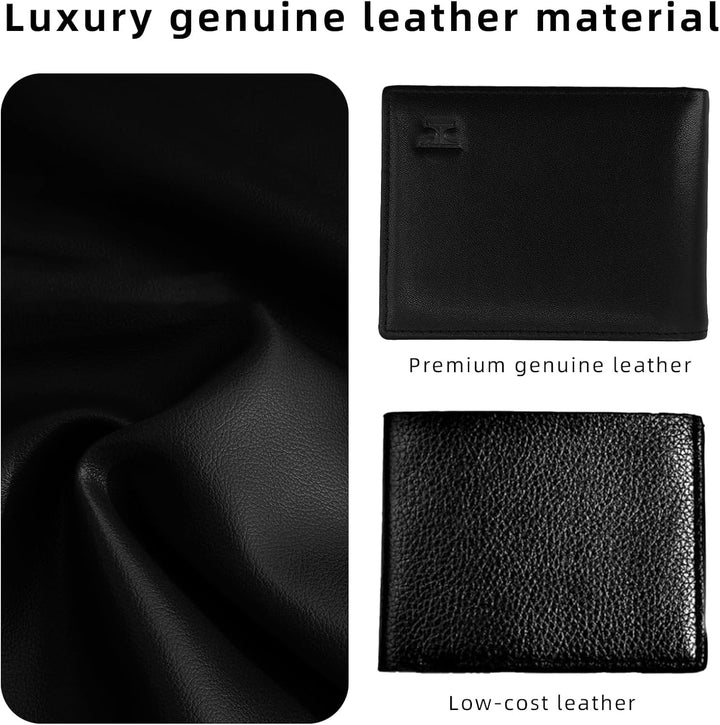 TOPFORGES Cartera de piel auténtica RFID para hombre, delgada, pleg...