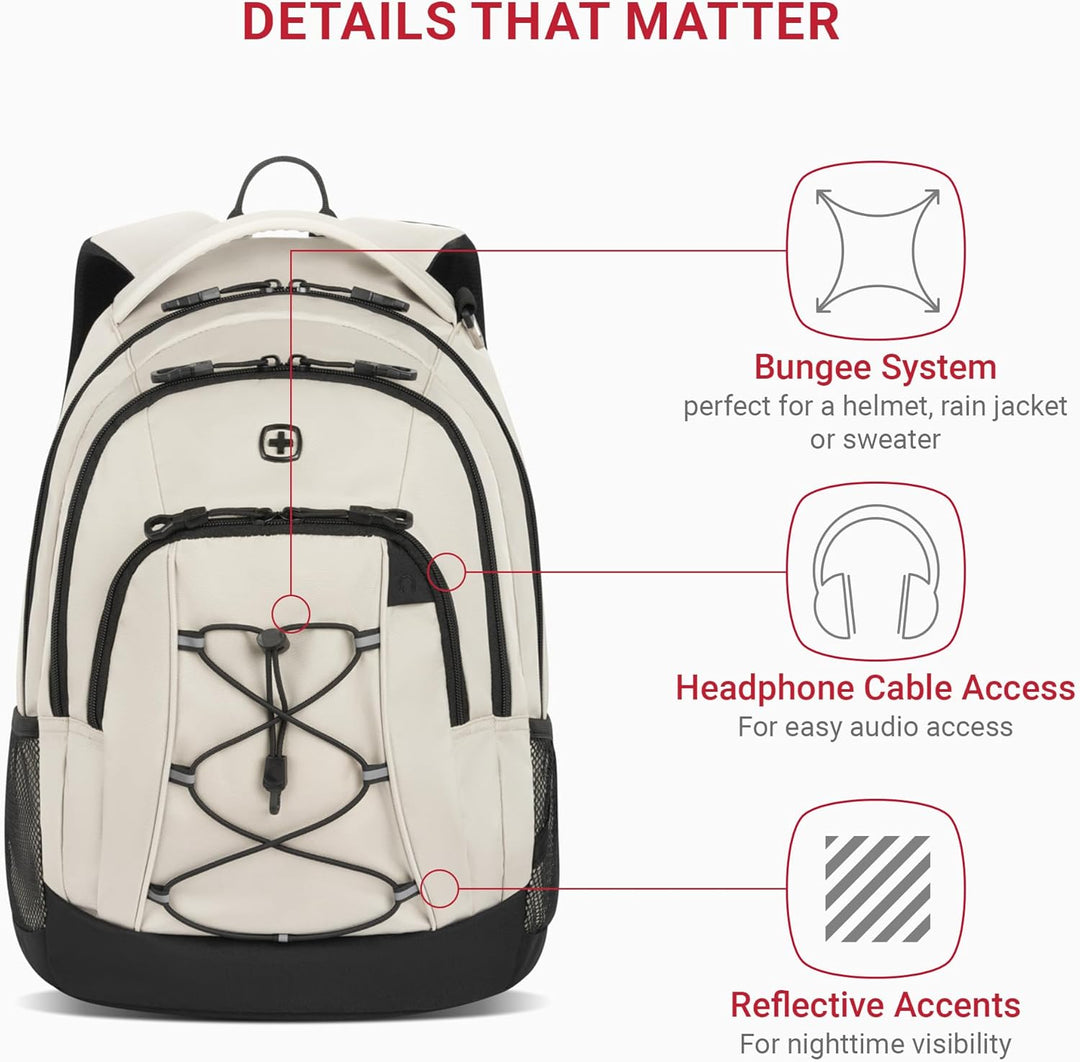 SwissGear 1186 Travel Gear Mochila Bungee Ligera, Crema\/Negro, 17...