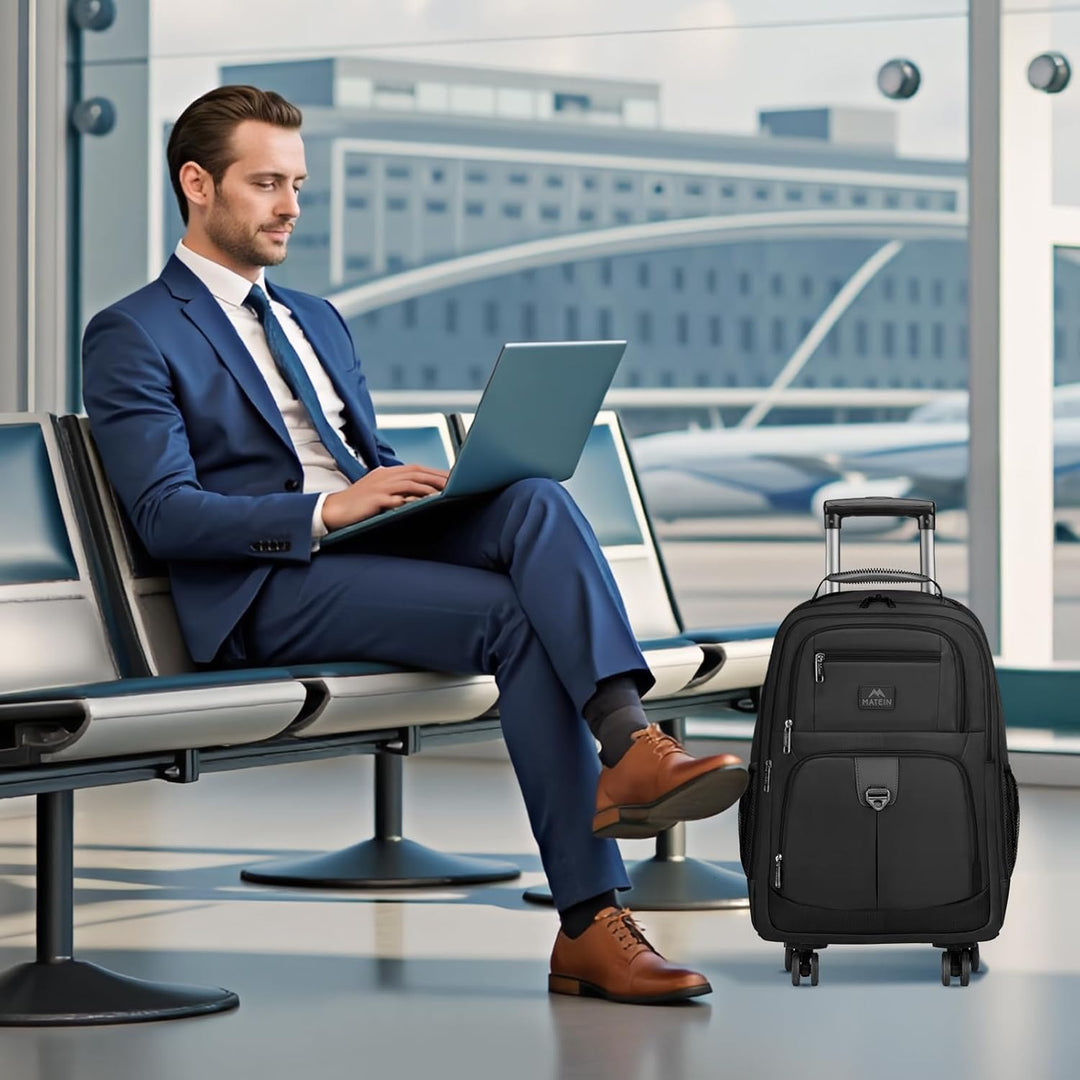 MATEIN Mochila con ruedas, bolsa grande de viaje para laptop de 18...