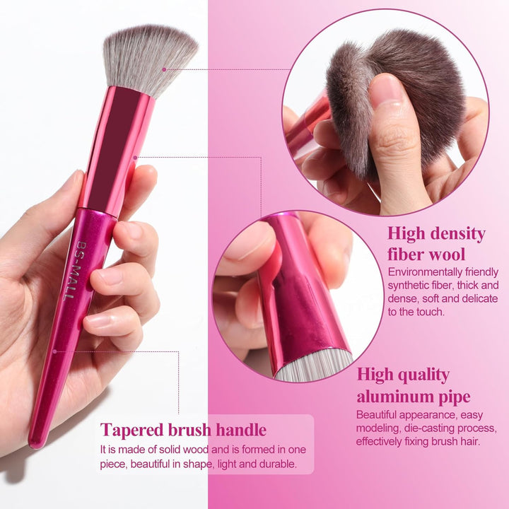 BS-MALL - Juego de 18 brochas de maquillaje con cerdas de fibra sin...