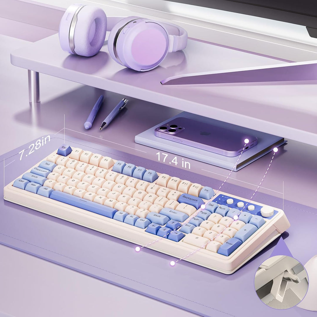 AULA Teclado inalámbrico S99, triple modo Bluetooth\/2.4GHz\/USB-C,...