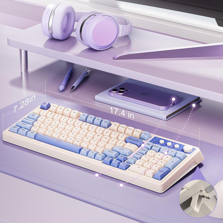 AULA Teclado inalámbrico S99, triple modo Bluetooth\/2.4GHz\/USB-C,...
