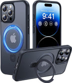 CASEKOO - Funda para iPhone 15 Pro Max con soporte magnético invisible, color negro