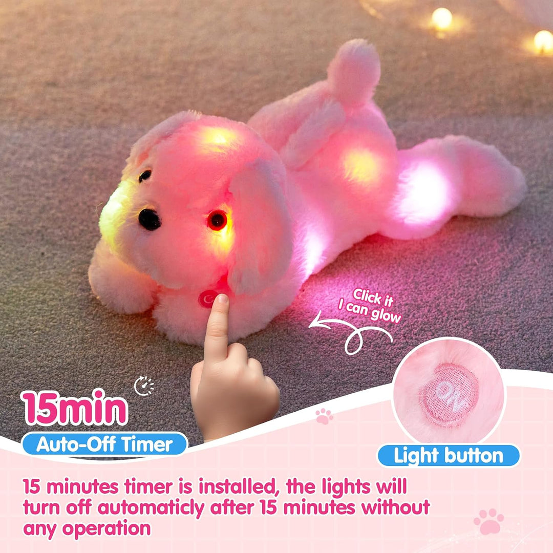 WEWILL Perro Cachorro Rosa Iluminado de 18'' con LED, Peluc...