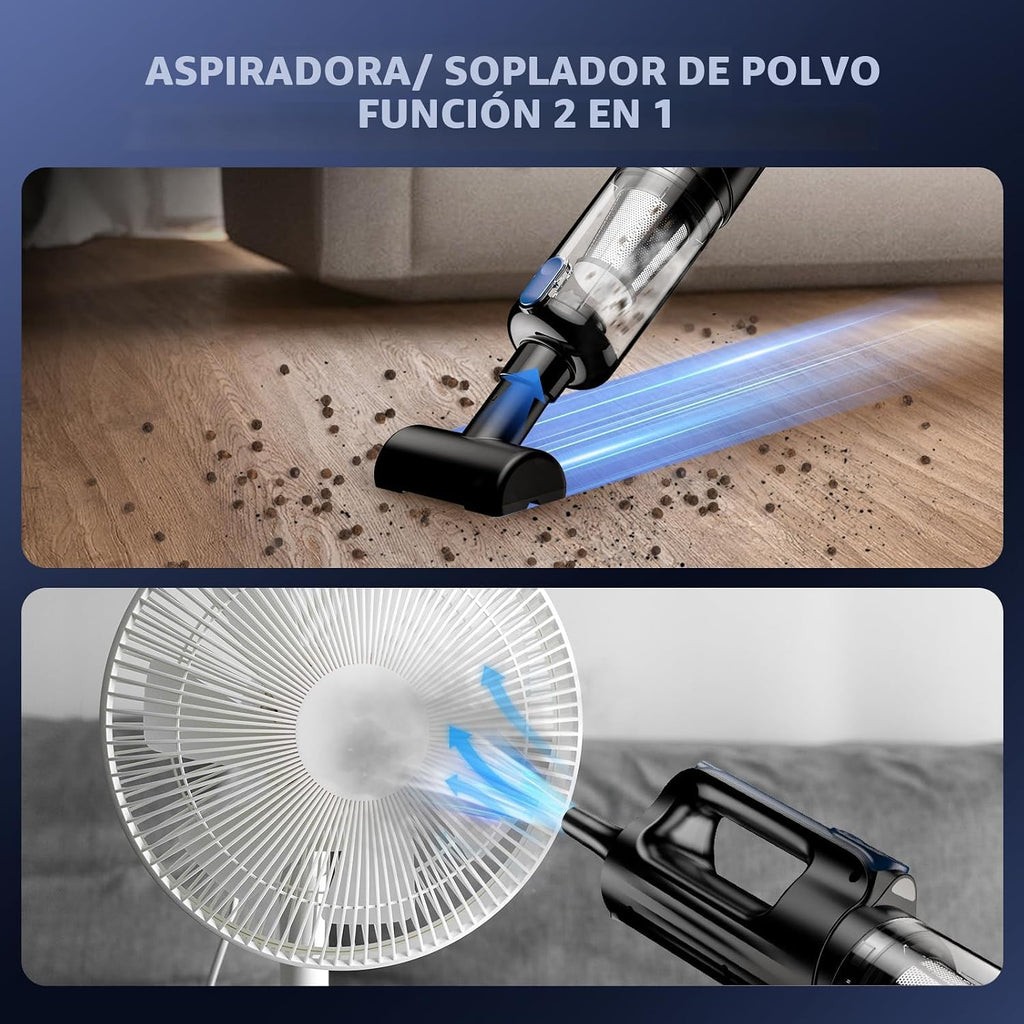 MONOZEL Aspiradora de Coche Portátil Inalámbrica, 18000Pa 2 en 1 Aspiradora y Soplador de Aire, Motor sin Escobillas de 130W Aspiradora de Mano Inalámbrica con Batería de 7800mAh, Luz LED, Múltiples