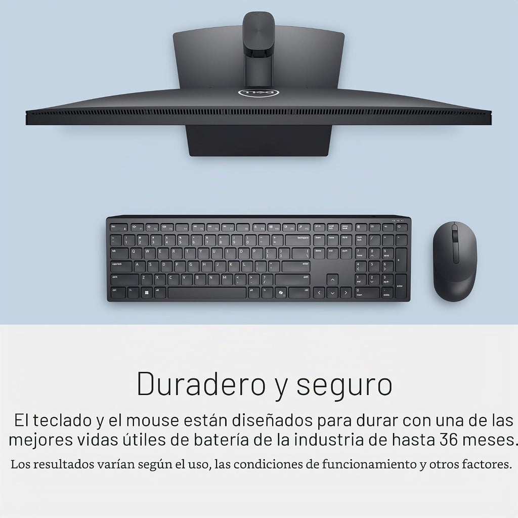 Dell Teclado y mouse inalámbricos avanzados - KM520 - Inalámbrico, interfaz de 2.4 GHz, Negro