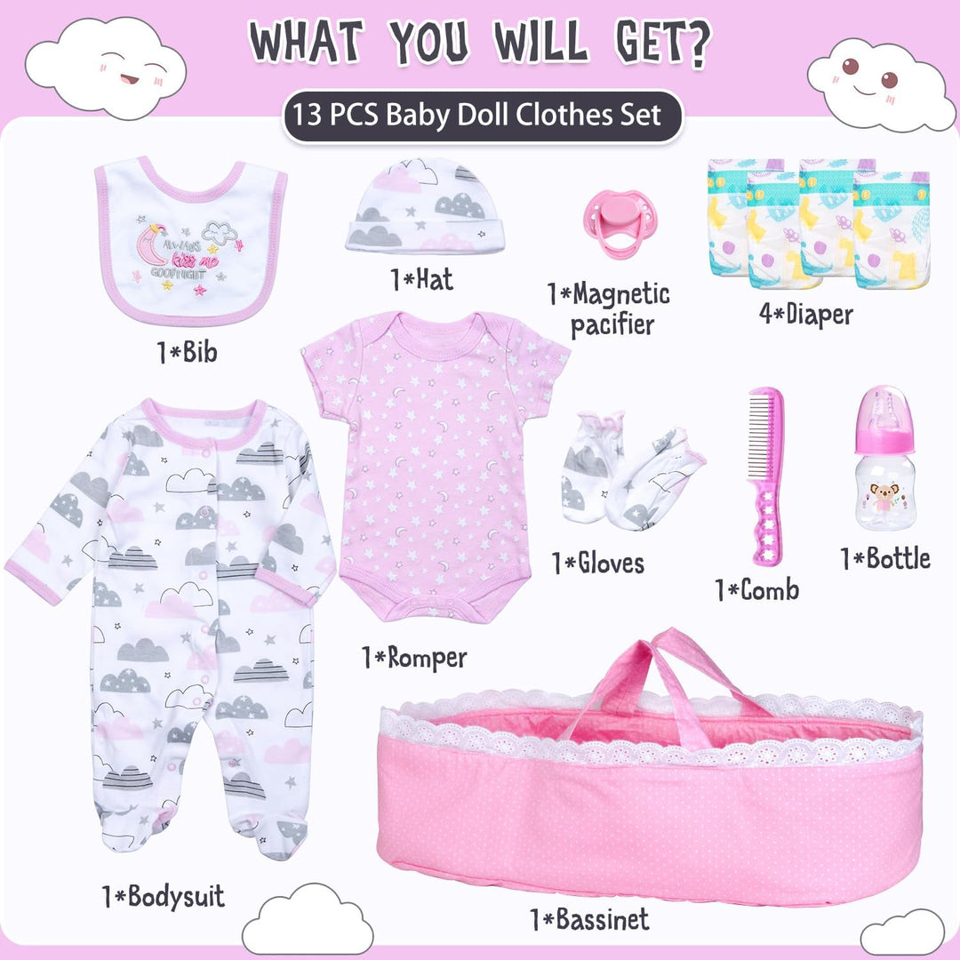 PEDOLLTREE Juego de 13 muñecas Reborn para niña, accesorios con moi...