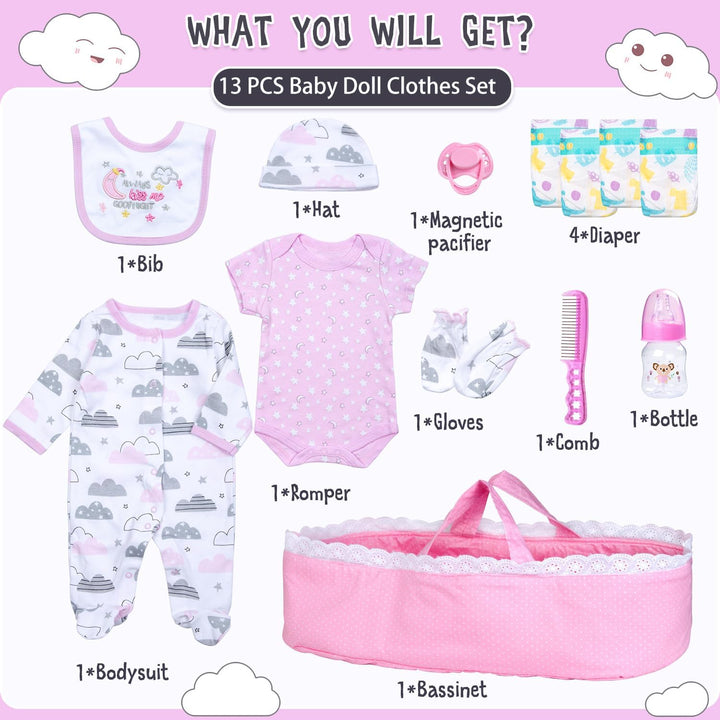 PEDOLLTREE Juego de 13 muñecas Reborn para niña, accesorios con moi...