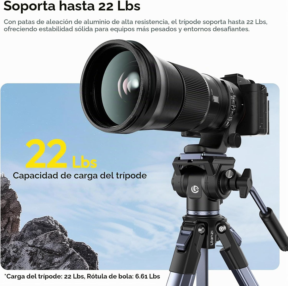 ULANZI Ombra Xiang Ⅱ - Trípode de video para cámara con cabezal fluido, trípode de viaje de 61.5 pulgadas con placa de liberación rápida de Arca giratoria de 360°, soporte portátil para cámara de teléfono, vlogging, grabación de video con bolsa de