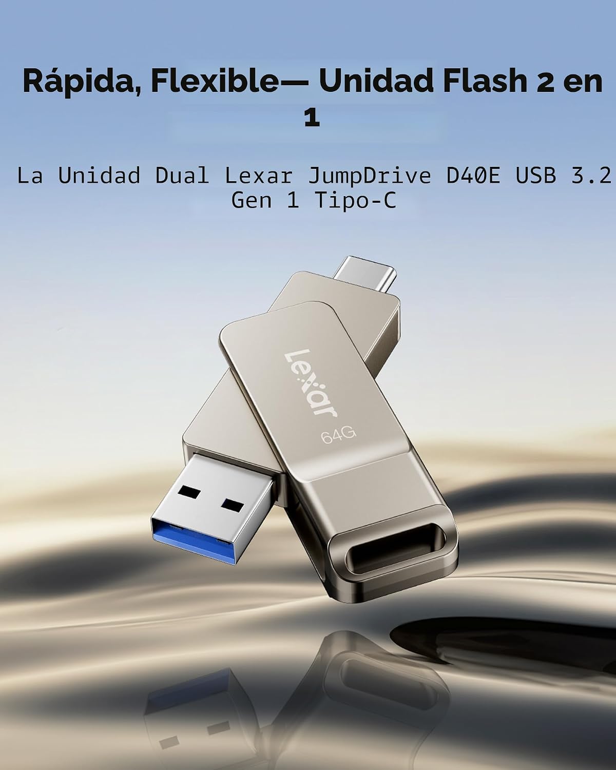 Lexar D40E 64GB Unidad Flash USB 3.2 Gen 1 Tipo-C con Doble USB, Un...