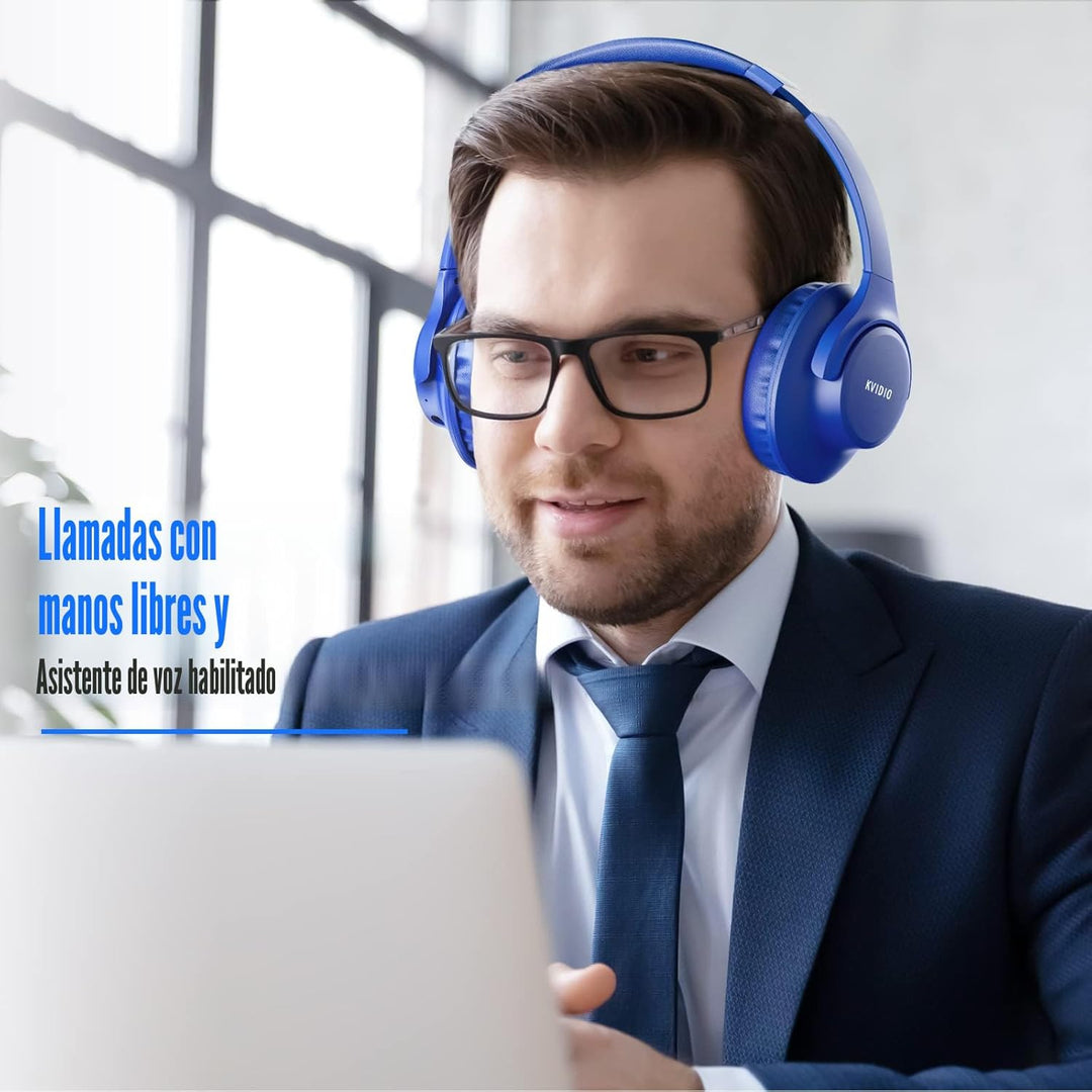 KVIDIO Auriculares Bluetooth sobre la oreja, 65 horas de reproducci...