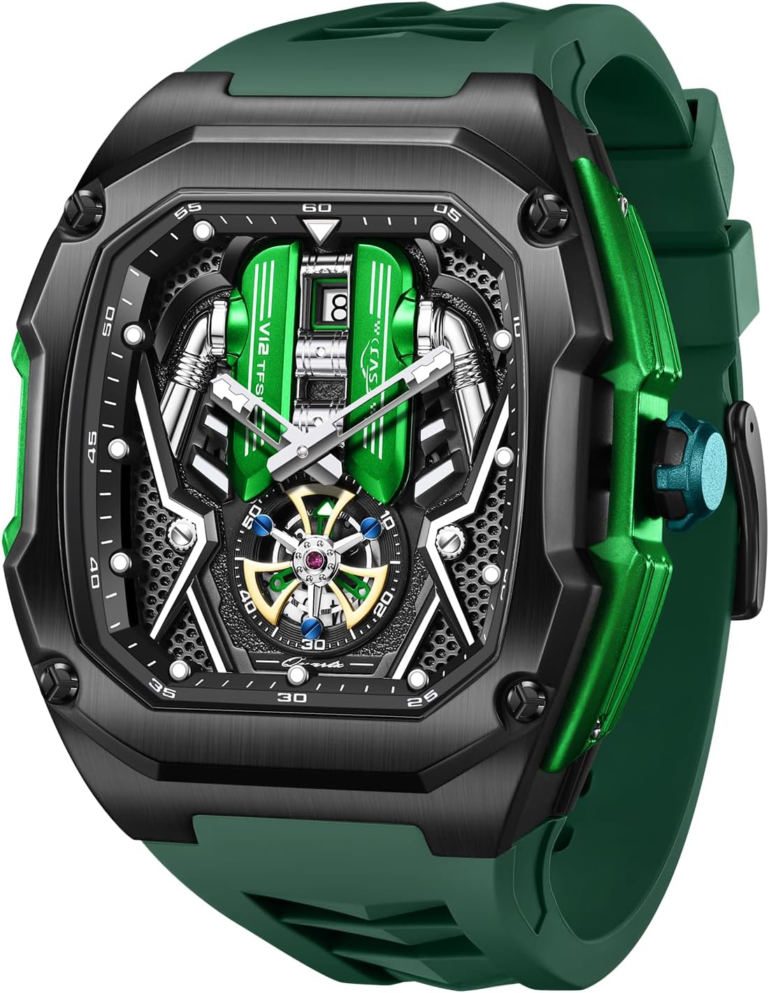 relojes de pulsera informales para hombre, diseño luminoso, cara grande, reloj negro de cuarzo de 30 ATM, regalos únicos para hombres.