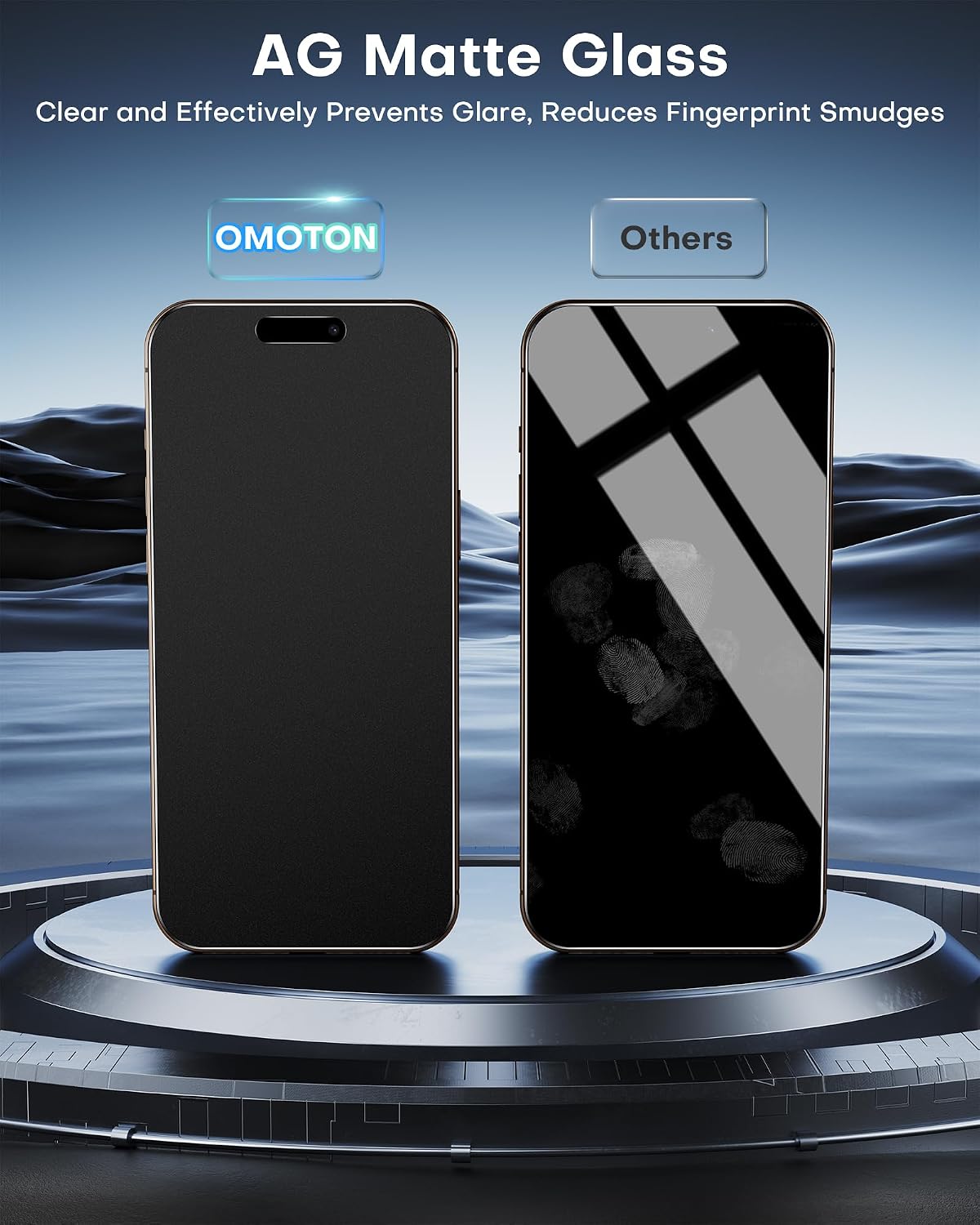 OMOTON Protector de pantalla de vidrio mate para iPhone 16 Pro, paquete de