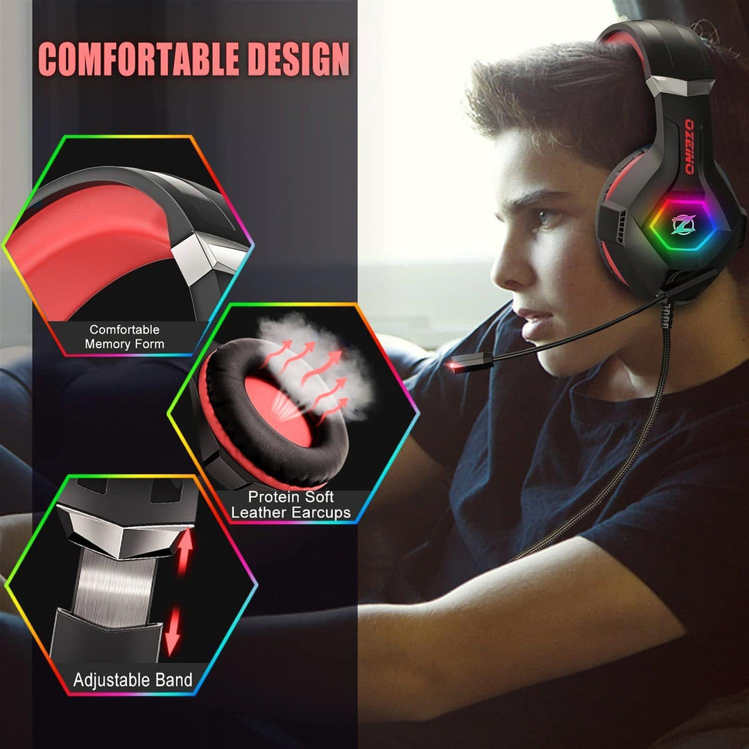 Ozeino Auriculares para juegos para PC, PS4, PS5, auriculares Xbox...
