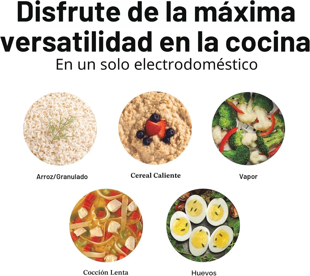 Hamilton Beach - Arrocera programable digital y vaporizador de alimentos, con funciones de huevo duro cocido a fuego lento, bandeja para huevos/vapor, pequeña y compacta, 6 tazas cocinadas (3 sin