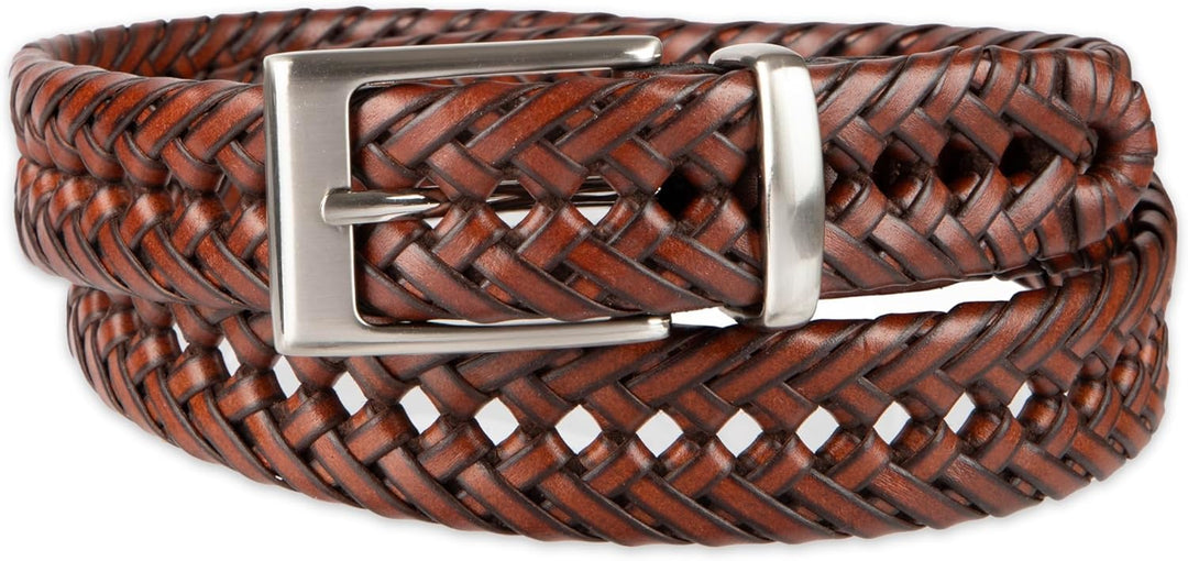 DOCKERS Cinturón de cuero trenzado para hombre, correa casual total...