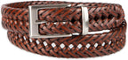 DOCKERS Cinturón de cuero trenzado para hombre, correa casual total...