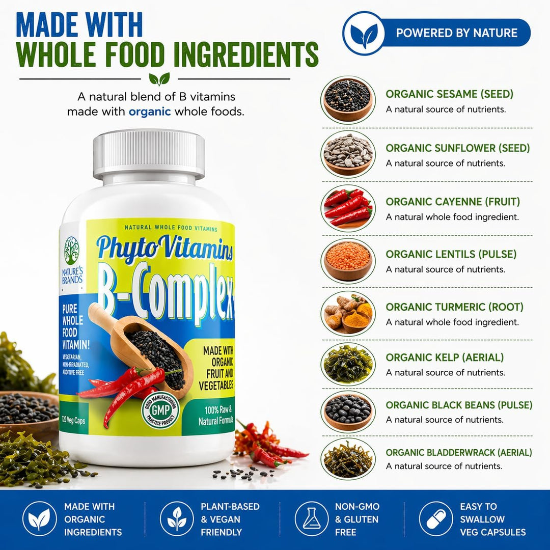 Nature's Brands Complejo B orgánico de alimentos integrales de...