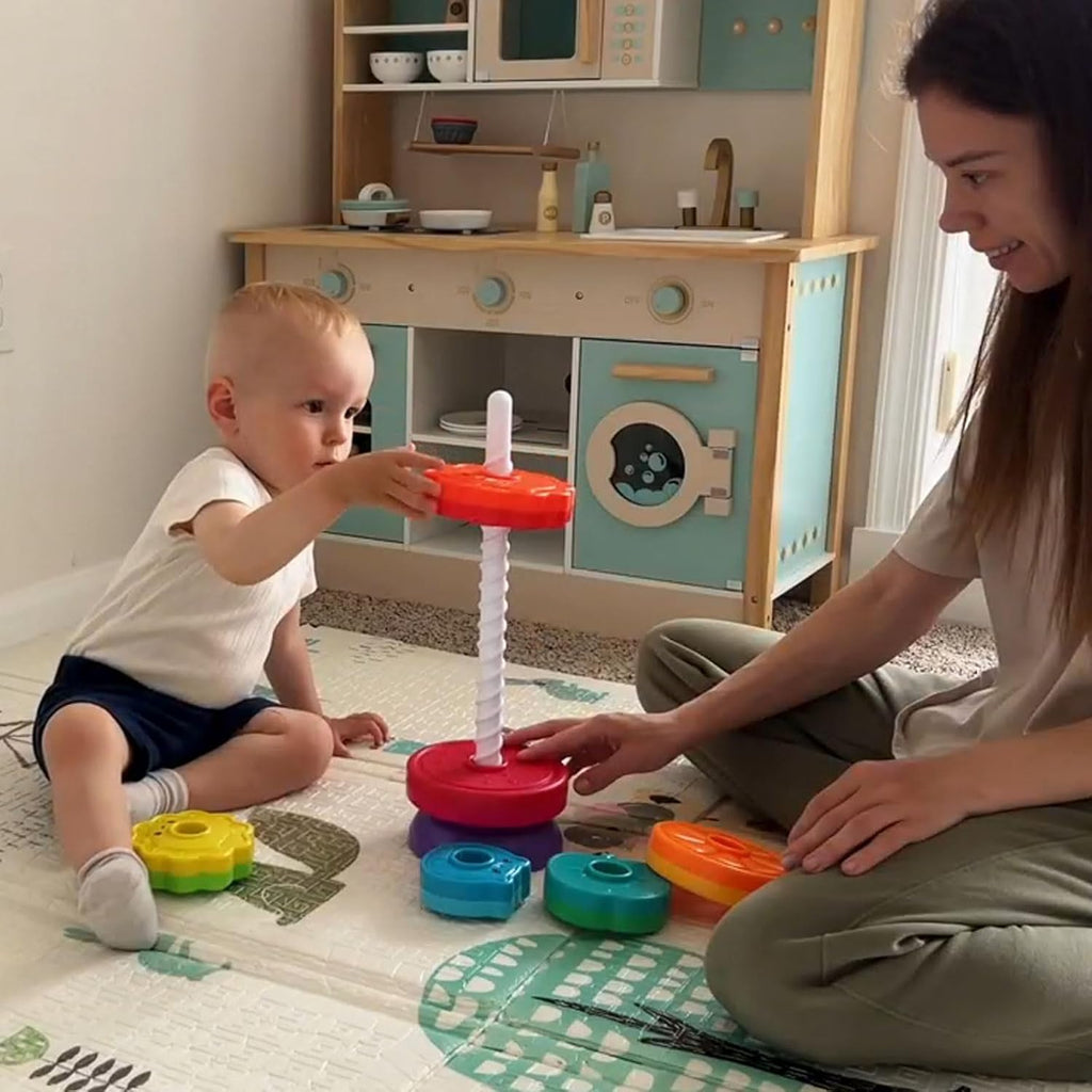 Juguetes Montessori para niños de 1 año, juguete apilable giratorio