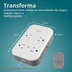 Philips Enchufe contra sobretensiones todo en uno con USB, 4 tomas con conexión a tierra y 4 tomas polarizadas, 2 puertos USB-C y 1 puerto USB-A, 15W compartidos, 1140 julios, certificado ETL, blanco