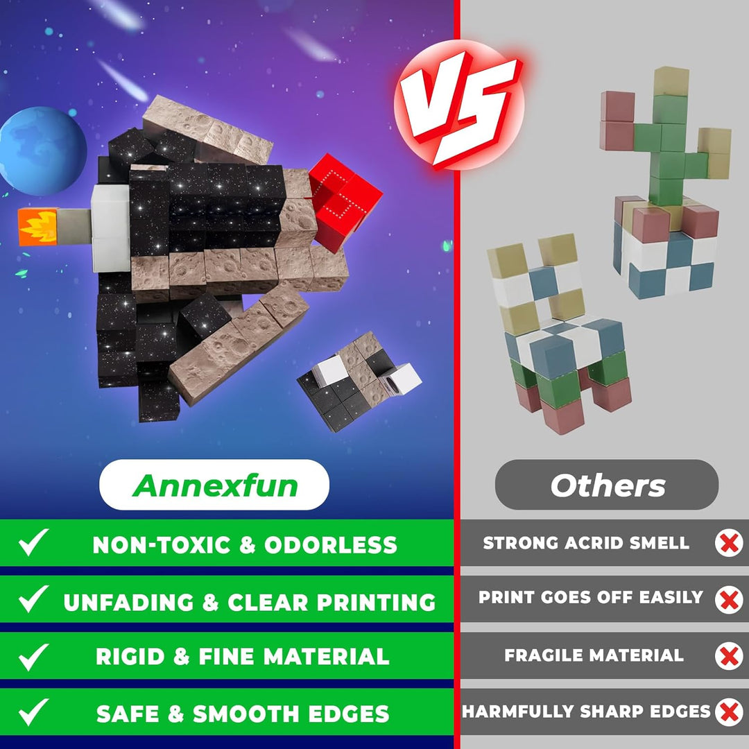 Annexfun Bloques Magnéticos - 100 PCS Bloques de Construcción Magné...