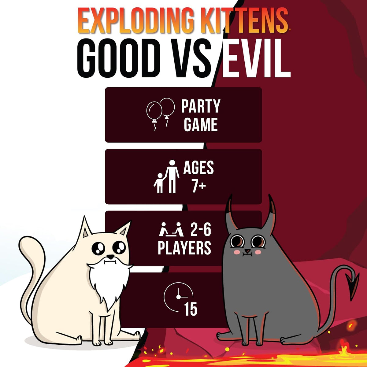 Exploding Kittens Good vs. Evil, 2-5 Players, Age 7+ Card Game