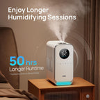 DREO Humidificadores para dormitorio, humidificador inteligente silencioso de niebla fría para habitación grande, difusor de aceite y luz nocturna, 50 horas de tiempo de funcionamiento para plantas de