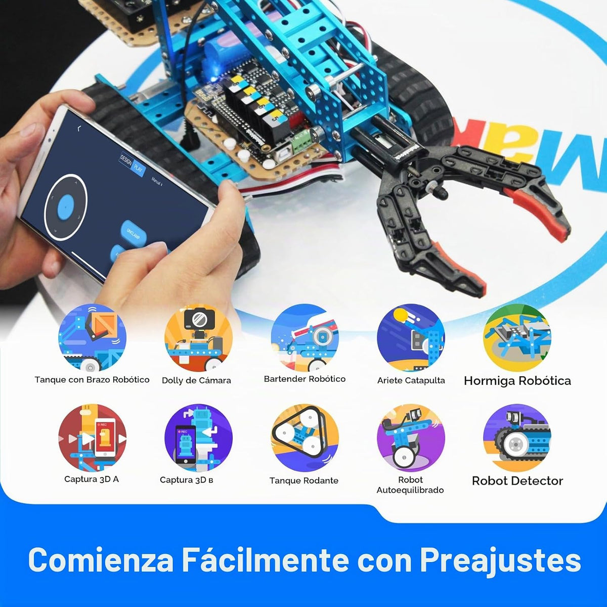 Bricolaje Makeblock, kit de robot calidad premium, 10-en-1 robot, educación, Scratch 2.0, Robot programable para que los niños aprendan codificación, robótica y electrónica
