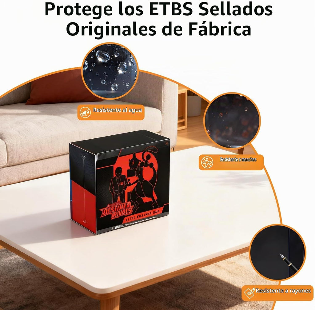 Paquete de 20 fundas protectoras ETB hechas para PKMN Elite Trainer, cajas protectoras de 0.020 in de grosor, plástico PET PKMN ETB, protector transparente resistente con parte inferior de bloqueo automático y película protectora