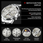 OLEVS Reloj para hombres, cuarzo, acero inoxidable, vestir, impermeable, luminoso